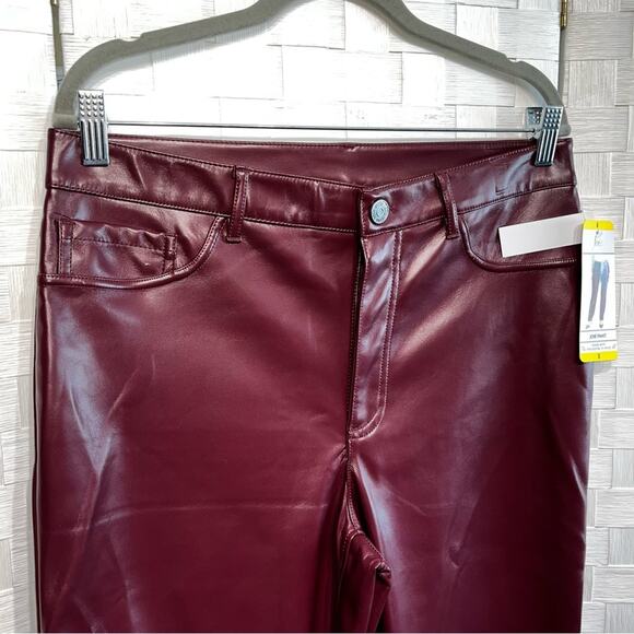 Joie Women’s Vegan Leather Straight Leg Pants Size 8 Maroon Red 90s Y2K - Picture 4 of 13